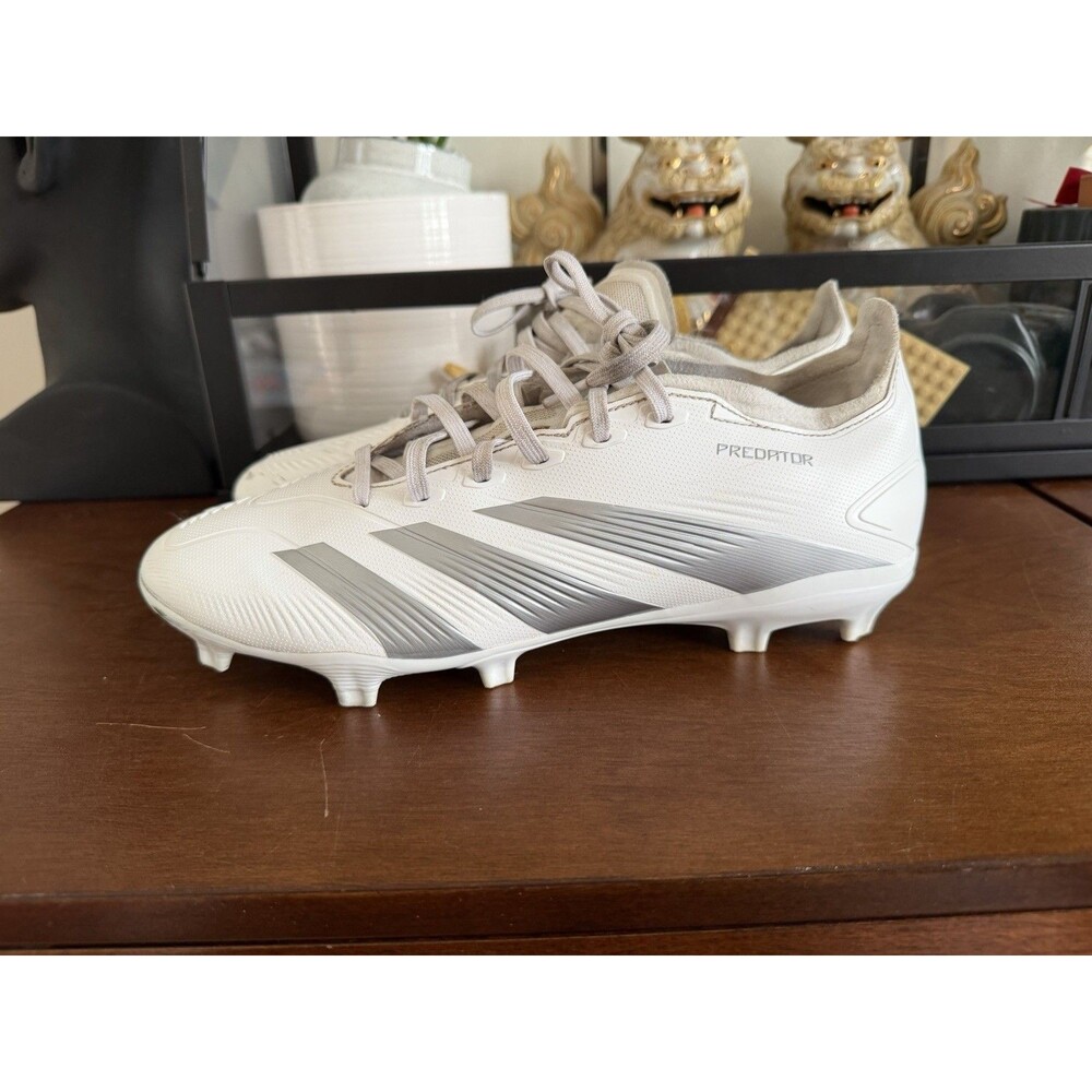 adidas Predator 24 League Low FG Soccer Cleats IE2372 White Silver Men’s Size 8